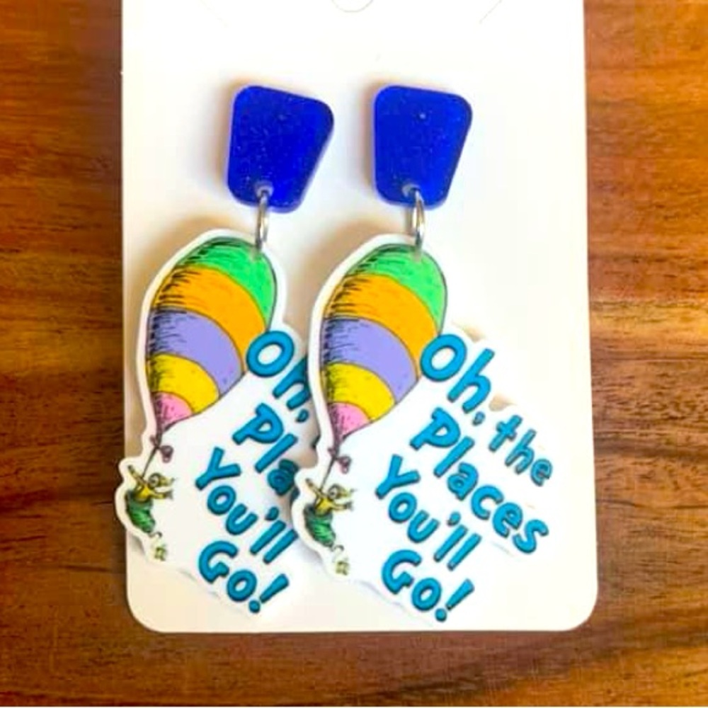 New Dr Seuss Oh the Places You'll Go! Read across America Earrings teacher